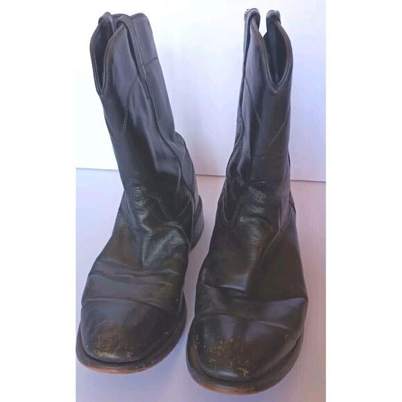 Old West Men's Boots SRM4010 Leather Black 11D Pull On Western Cowboy Giddy Up - Picture 4 of 13